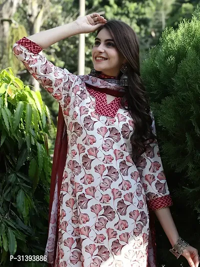 Beautiful Cotton Blend Printed Kurta Pant And Dupatta Set For Women-thumb4