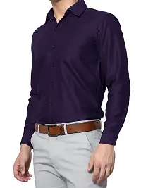 Stylish Cotton Purple Solid Long Sleeve Regular Fit Formal Shirt For Men-thumb1