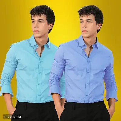 Classic Cotton Multicoloured Formal Shirt For Men-Pack Of 2-thumb0