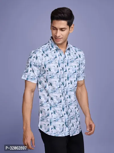 Trendy Cotton Blend Printed Half Sleeve Casual Shirt For Men-thumb0