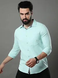 Stylish Green Cotton Long Sleeve Solid Regular Fit Formal Shirt For Men-thumb1