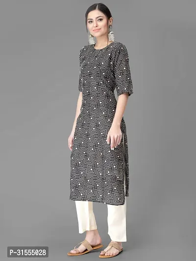 Stylish Black Crepe Printed Kurta Bottom Set For Women-thumb4