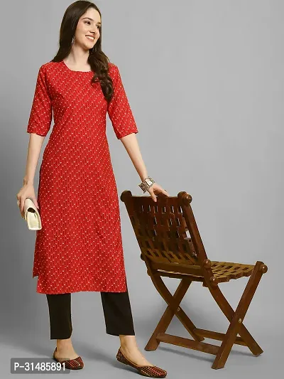 Stylish Red Crepe Printed Kurta Bottom Set For Women-thumb2