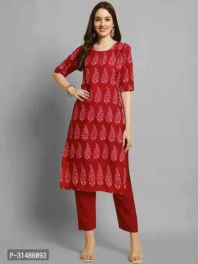 Elegant Crepe Printed Kurta with Bottom Set For Women-thumb2