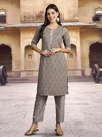 Attractive Grey Printed Cotton Blend Kurta Pant With Dupatta For Women-thumb2