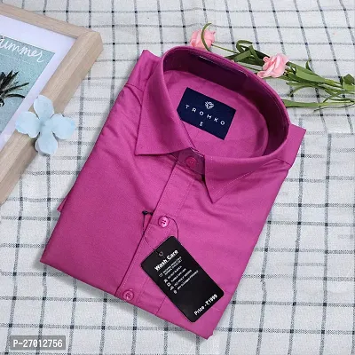 Reliable Pink Cotton Solid Long Sleeve Casual Shirts For Men