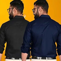 Stylish Cotton Multicoloured Solid Regular Fit Long Sleeves Formal Shirt For Men Pack Of 2-thumb1