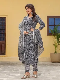 Stylish Black Viscose Rayon Kurta Bottom Dupatta Set For Women-thumb2