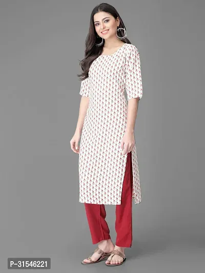 Stylish Crepe Printed Straight Kurta With Pant Set For Women-thumb4