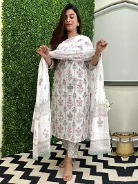 Stylish White Printed Kurta, Bottom and Dupatta Set For Women-thumb2