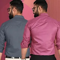 Stylish Cotton Multicoloured Regular Fit Formal Shirt For Men Pack Of 2-thumb1