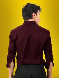 Stylish Maroon Cotton Solid Casual Shirt For Men-thumb3