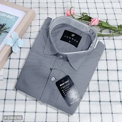 Reliable Grey Cotton Solid Long Sleeve Casual Shirts For Men