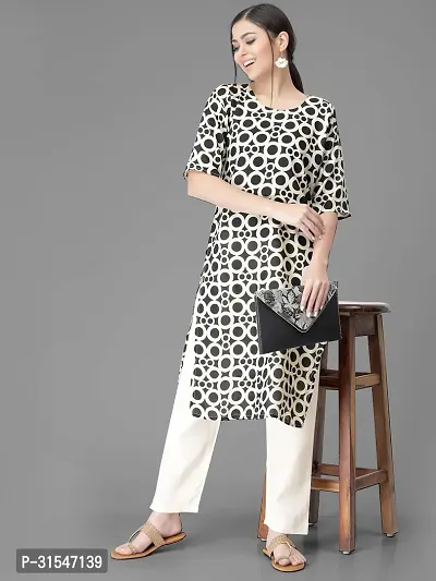 Stylish Crepe Kurta Bottom Set Printed Straight Kurta With Pant Set For Women-thumb2