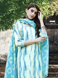 Stylish Yellow Cotton Blend Printed Kurta, Bottom and Dupatta Set For Women-thumb3