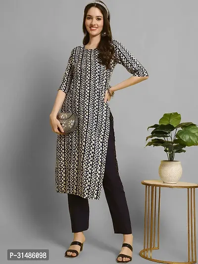 Elegant Crepe Printed Kurta with Bottom Set For Women-thumb0