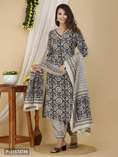 Stylish Black Kurta, Bottom And Dupatta Set For Women-thumb2