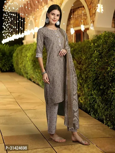 Fancy Cotton Blend Kurta Bottom And Dupatta Set For Women-thumb3