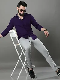 Stylish Purple Cotton Long Sleeve Solid Regular Fit Formal Shirt For Men-thumb3