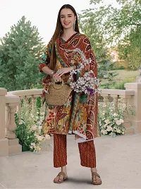 Stylish Multicoloured Cotton Blend Printed Kurta Bottom and Dupatta Set For Women-thumb4