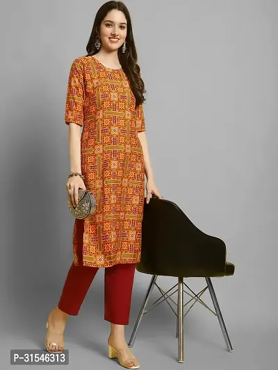 Stylish Crepe Printed Straight Kurta With Pant Set For Women-thumb2