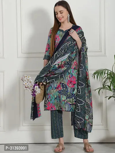 Beautiful Cotton Blend Printed Kurta Pant And Dupatta Set For Women-thumb2