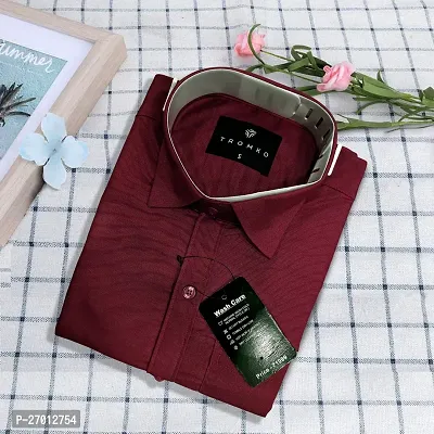 Reliable Maroon Cotton Solid Long Sleeve Casual Shirts For Men
