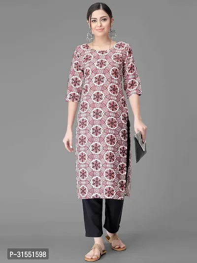 Elegant Red Crepe Printed Straight Kurta Bottom Set Set For Women-thumb2