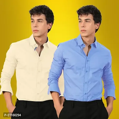 Classic Cotton Multicoloured Formal Shirt For Men-Pack Of 2