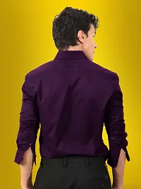 Stylish Purple Cotton Solid Casual Shirt For Men-thumb3