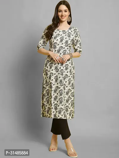 Stylish White Crepe Printed Kurta Bottom Set For Women-thumb0