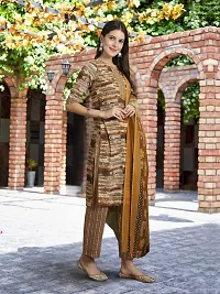 Elegant Printed Cotton Blend Kurta with Pant And Dupatta Set For Women-thumb4