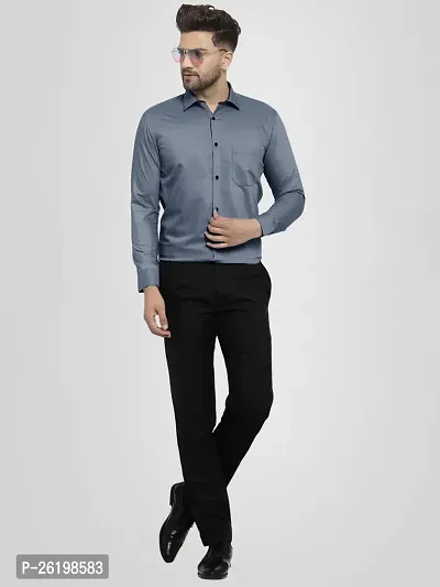 Stylish Grey Cotton Solid Regular Fit Shirts For Men