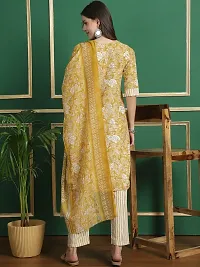 Stylish Mustard Cotton Blend Printed Kurta, Bottom and Dupatta Set for Women-thumb2