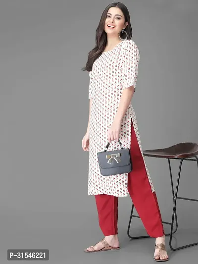 Stylish Crepe Printed Straight Kurta With Pant Set For Women-thumb2