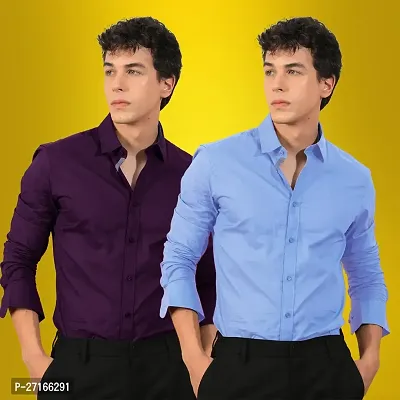 Classic Cotton Multicoloured Formal Shirt For Men-Pack Of 2