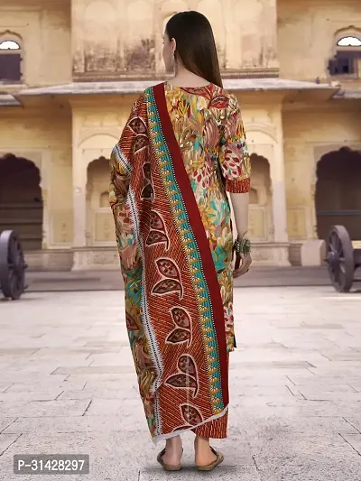 Attractive Multicoloured Printed Cotton Blend Kurta Pant With Dupatta For Women-thumb2