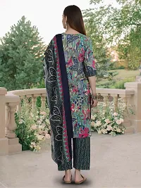 Stylish Multicoloured Cotton Blend Printed Kurta Bottom and Dupatta Set For Women-thumb1