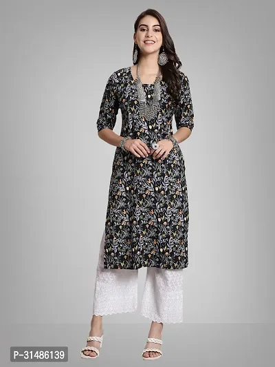 Elegant Crepe Printed Kurta with Bottom Set For Women-thumb0