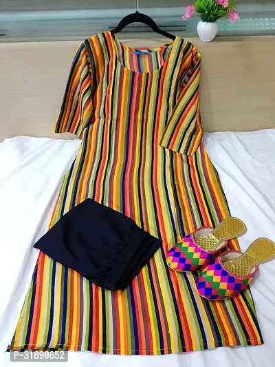 Elegant Crepe Striped Kurta with Pant Set For Women