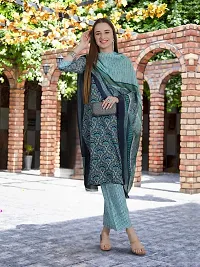 Elegant Printed Cotton Blend Kurta with Pant And Dupatta Set For Women-thumb4