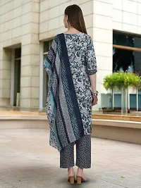 Stylish Multicoloured Cotton Blend Printed Kurta, Bottom and Dupatta Set For Women-thumb2