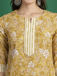 Stylish Mustard Cotton Blend Printed Kurta, Bottom and Dupatta Set for Women-thumb3