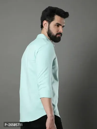Stylish Green Cotton Long Sleeve Solid Regular Fit Formal Shirt For Men-thumb3