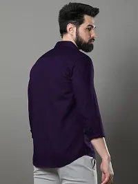 Stylish Purple Cotton Long Sleeve Solid Regular Fit Formal Shirt For Men-thumb2