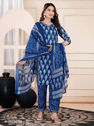 Stylish Blue Kurta, Bottom And Dupatta Set For Women-thumb4