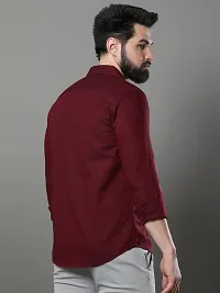 Stylish Maroon Cotton Long Sleeve Solid Regular Fit Formal Shirt For Men-thumb2