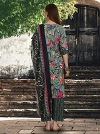 Stylish Multicoloured Cotton Blend Printed Kurta, Bottom and Dupatta Set For Women-thumb1