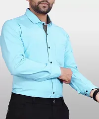 Stylish Blue Cotton Long Sleeves Casual Shirts For Men-thumb3
