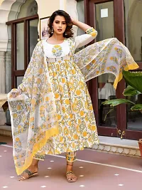 Stylish Yellow Viscose Rayon Kurta, Bottom And Dupatta Set For Women-thumb1